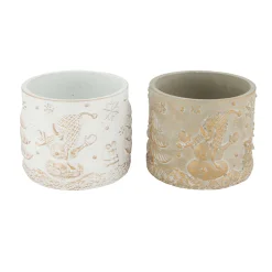 Natural Collections Vazen En Potten>Pot cement brushed gold 12 x 10 cm 2 assorti