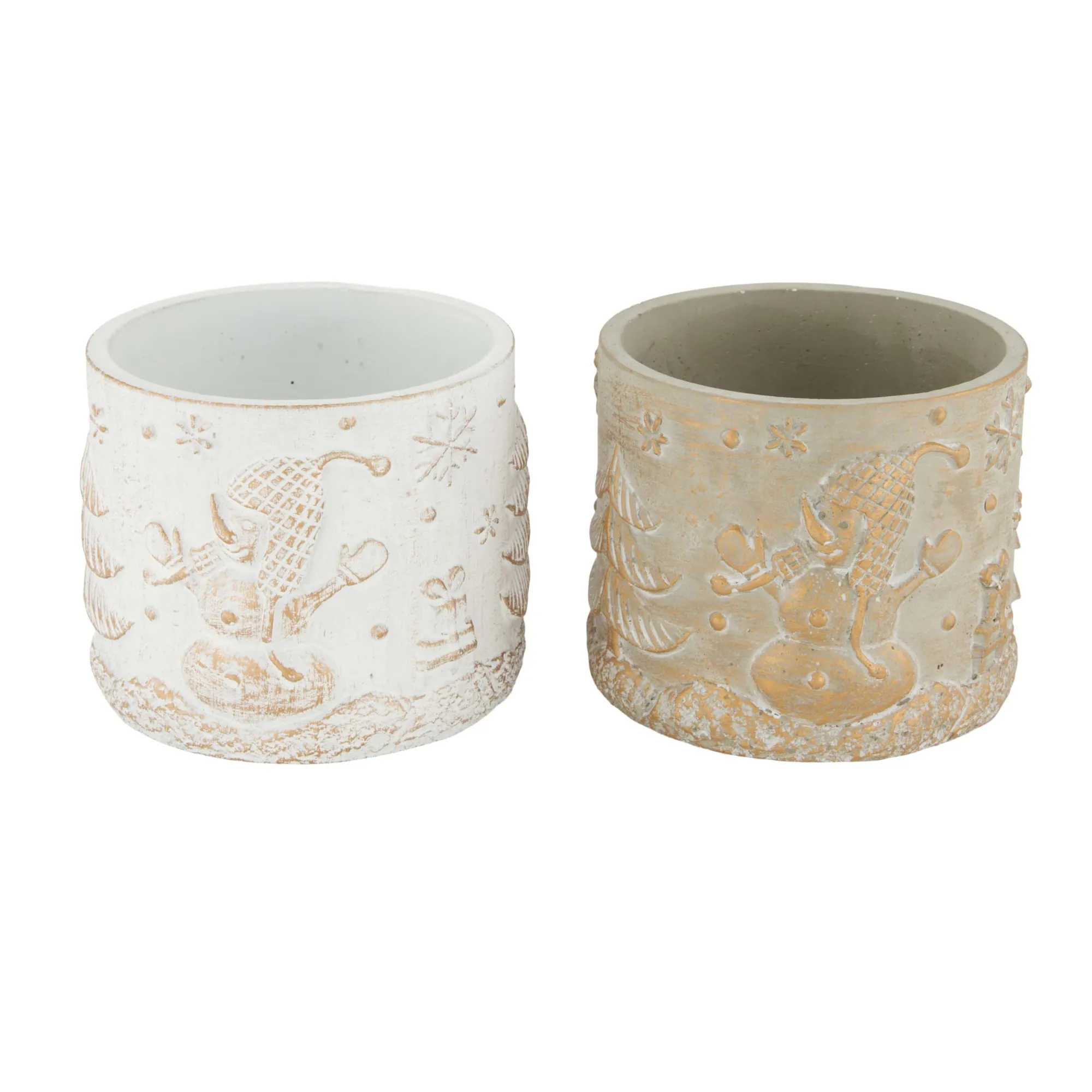 Natural Collections Vazen En Potten>Pot cement brushed gold 12 x 10 cm 2 assorti