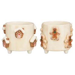 Mica Decorations Kerstdecoratie>Pot peperkoek creme 11x13cm