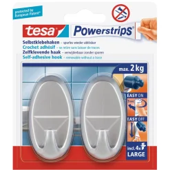 Tesa Bouw>Powerstrips haak L ovaal chroom