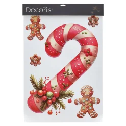 Decoris Kerstdecoratie>Raamsticker candycane 70x50cm