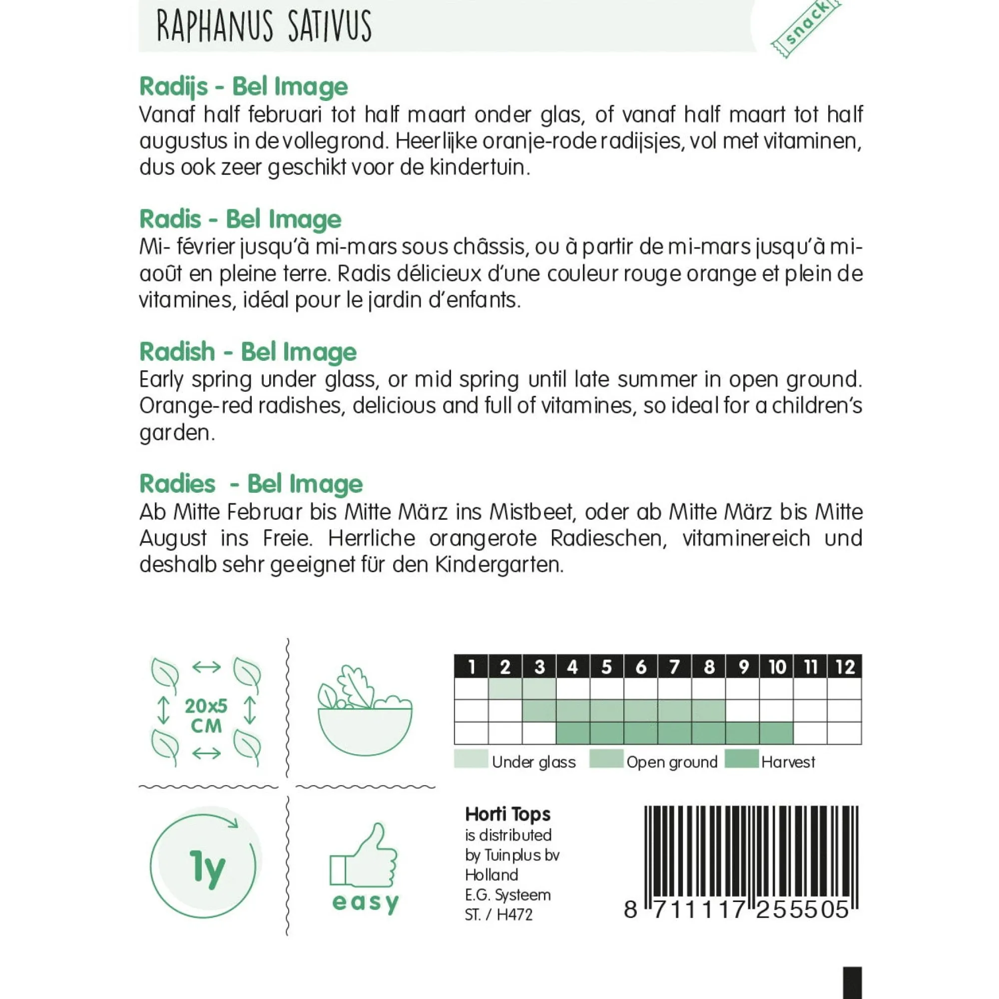 Horti Tops Moestuin>Radijs Bel Image zaad