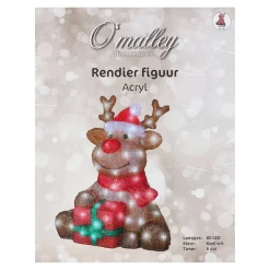 O'malley Kerstdecoratie>Rendier zittend acryl 44cm 80LED