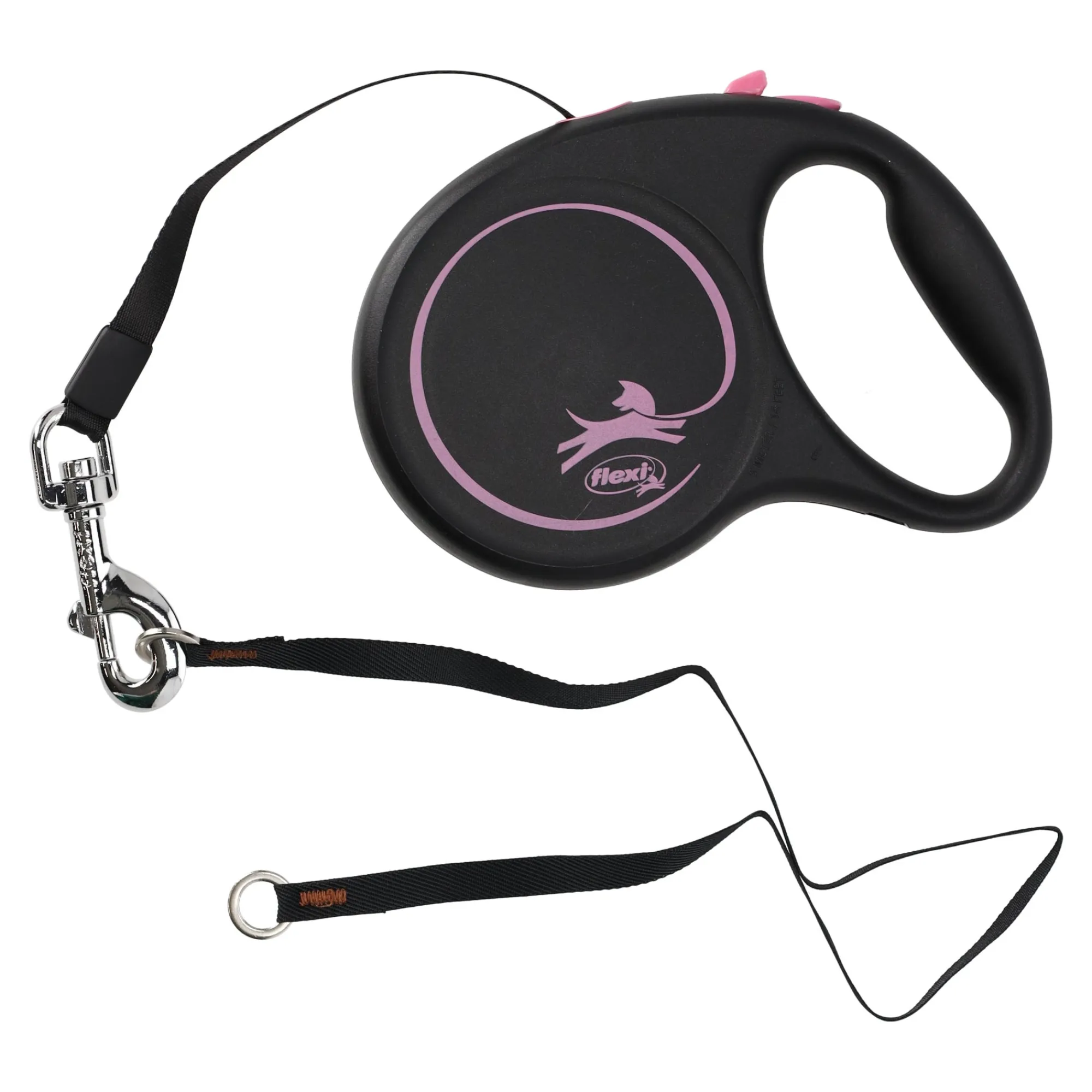 Flexi Hondenriem>Rollijn black dsgn tape M 5M roze