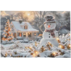 O'malley Kerstdecoratie>Schilderij LED sneeuwman 60 x 40 cm