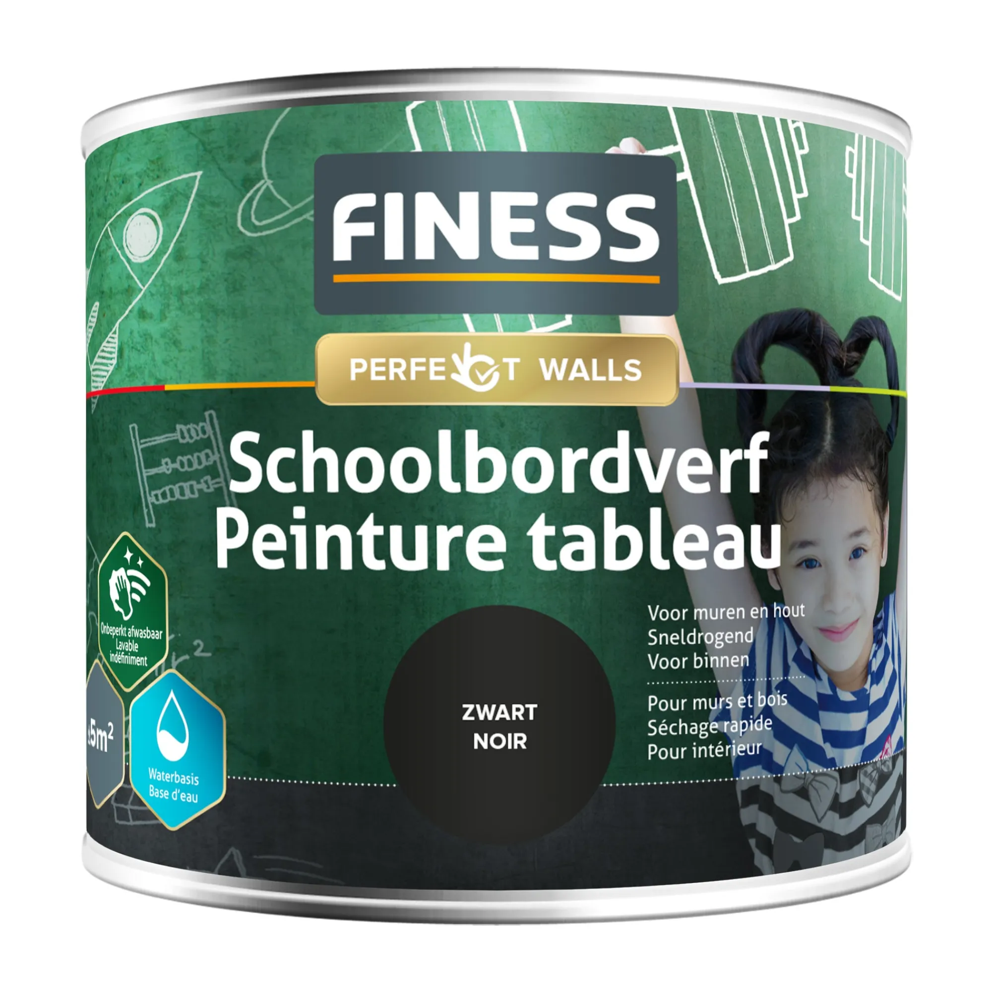 Finess Muurverf>Schoolbordverf zwart 1428 500ml