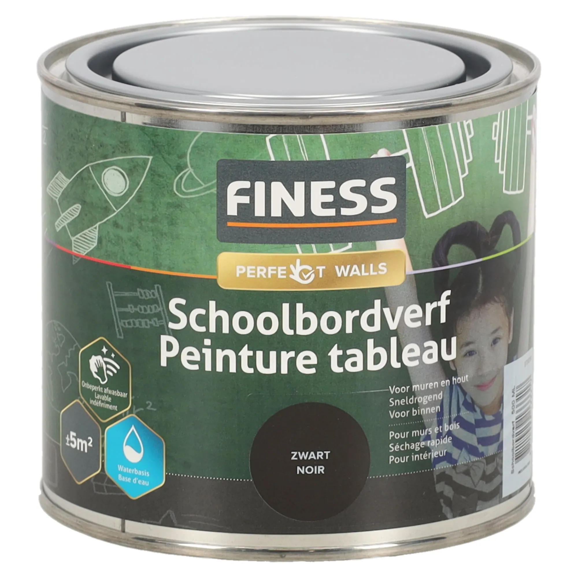Finess Muurverf>Schoolbordverf zwart 1428 500ml