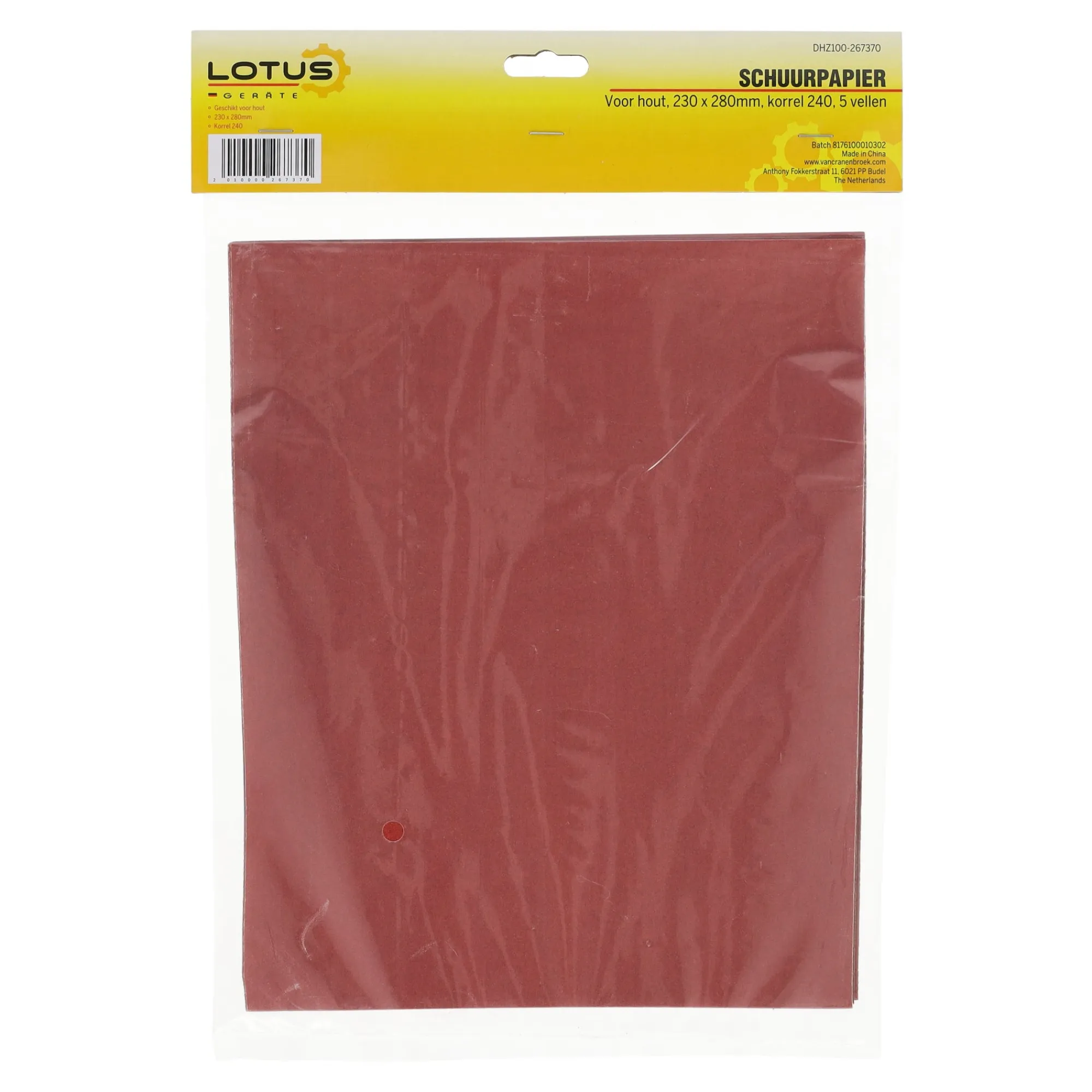 Lotus Verfspullen>Schuurpapier vel hout 230 x 280 mm K240