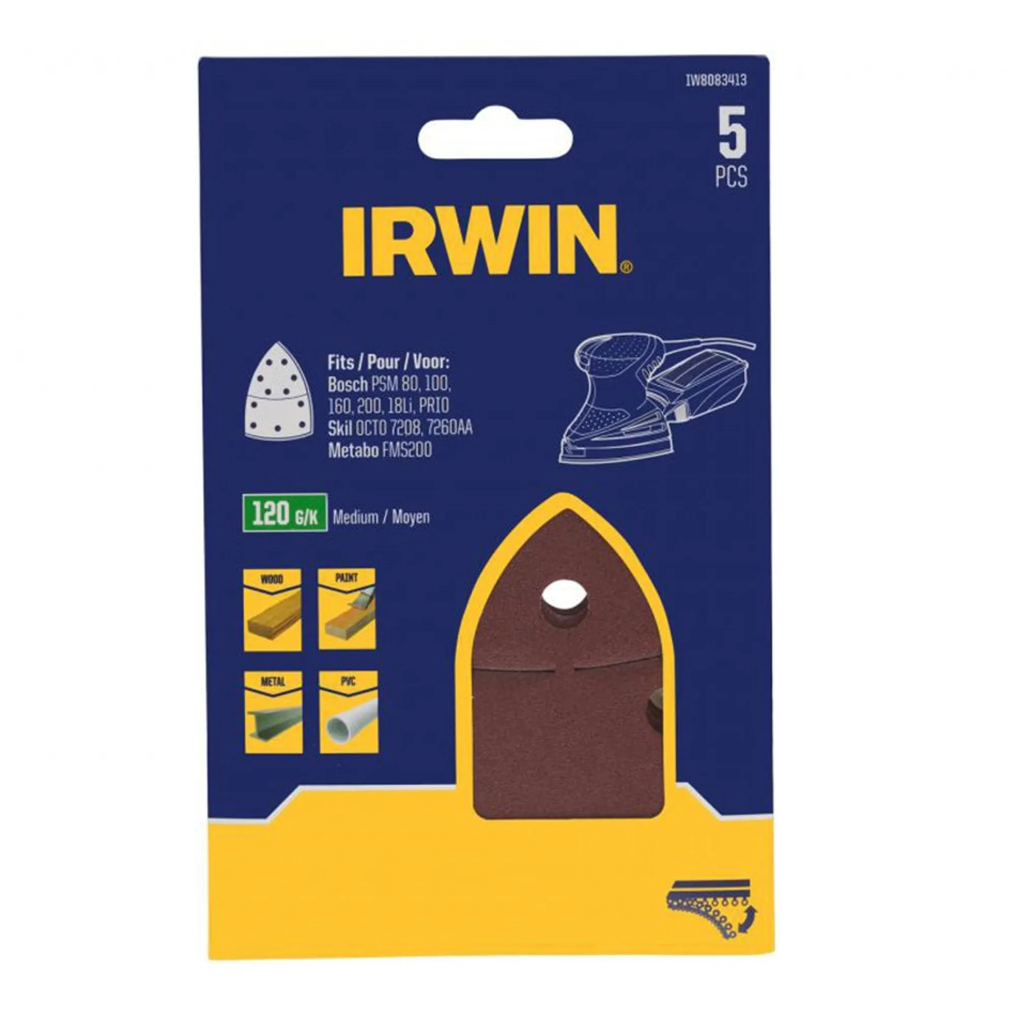 Irwin Toebehoren Elektrisch Gereedschap>Schuurstrook 105 x 150 mm K120 5st.
