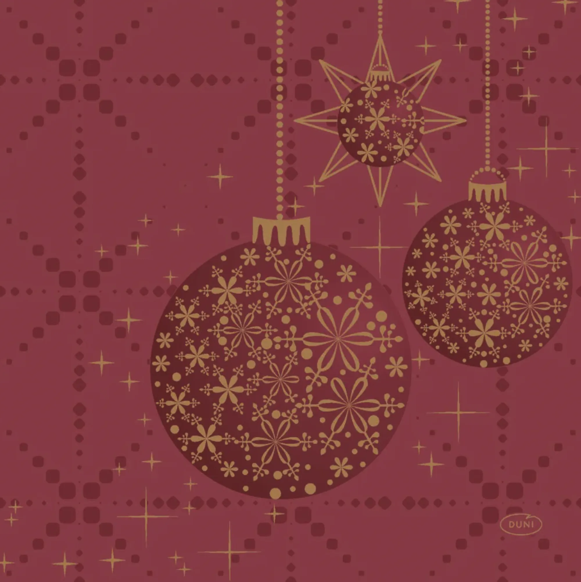 Duni Kerstdecoratie>Servet 33 x 33 cm Gilded Bauble