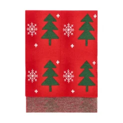 Kerstkleding>Sjaal kerstbomen rood