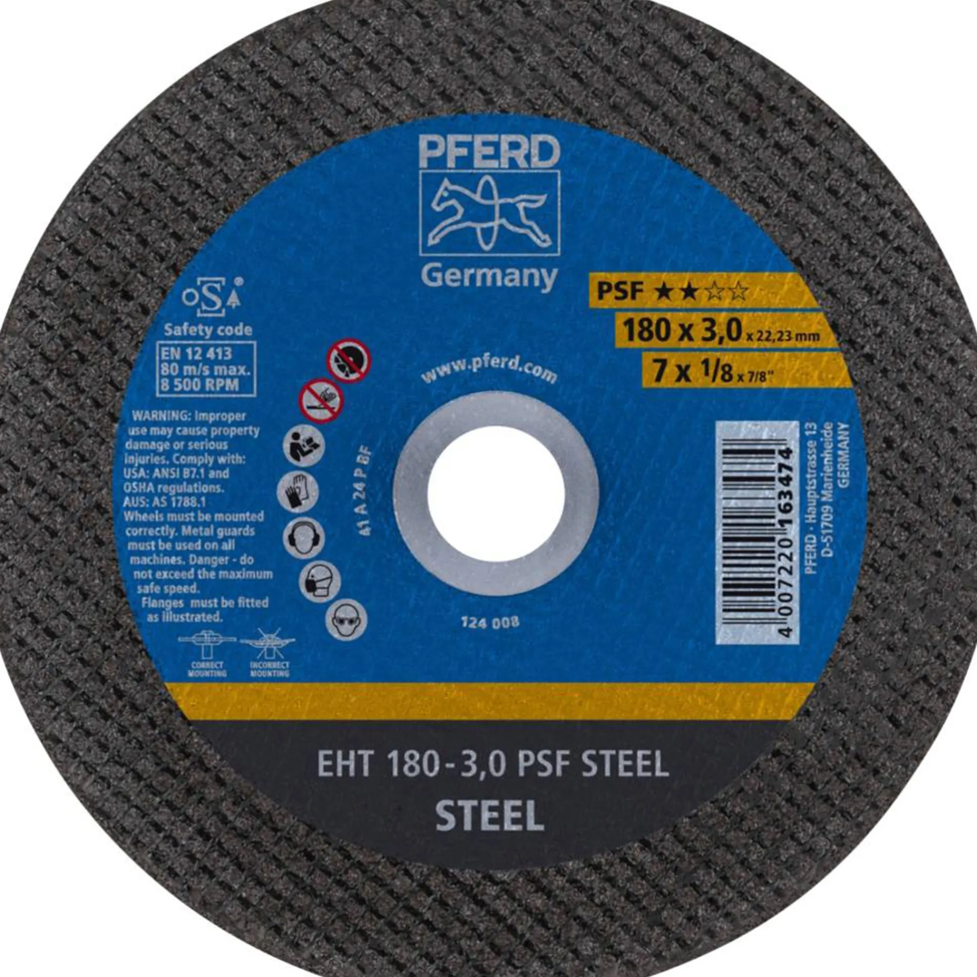 Pferd Toebehoren Elektrisch Gereedschap>Slijpschijf EHT180-3,0 PSF staal