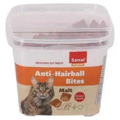 Sanal Kattensnoepjes>Snack kat anti hairball bites 75g