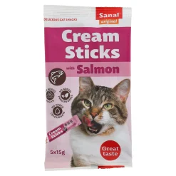 Sanal Kattensnoepjes>Snack kat cream sticks zalm 5St