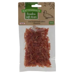 Smulti Kattensnoepjes>Snack kat eend soft strips 50G