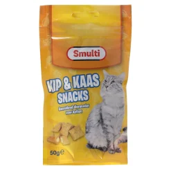 Smulti Kattensnoepjes>Snack kat kip+kaas 50G