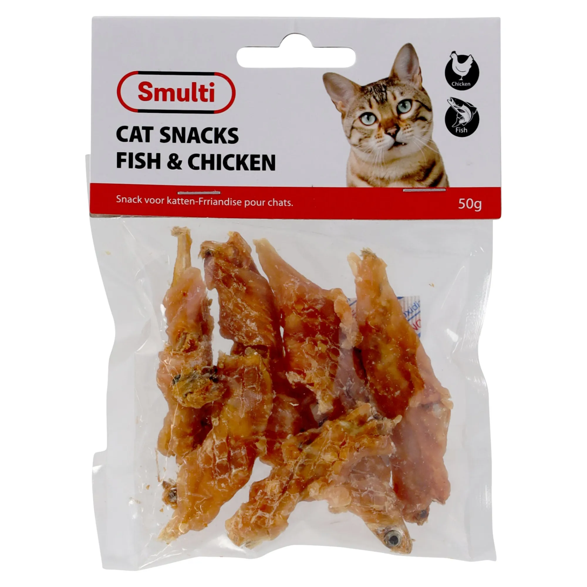 Smulti Kattensnoepjes>Snack kat vis+kip 50G