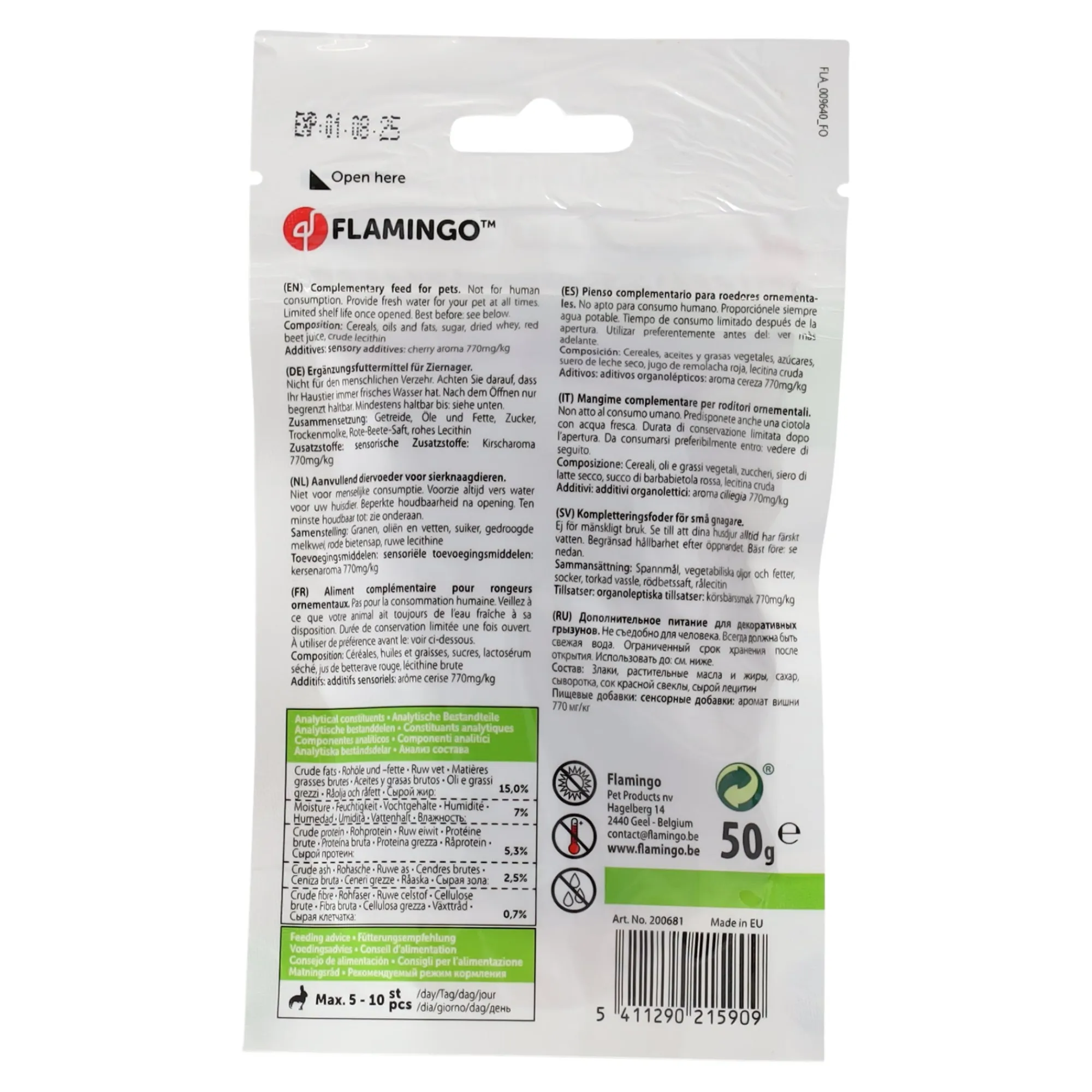 Flamingo Knaagdieren Snacks>Snack knaagdier Dulci kers 50g