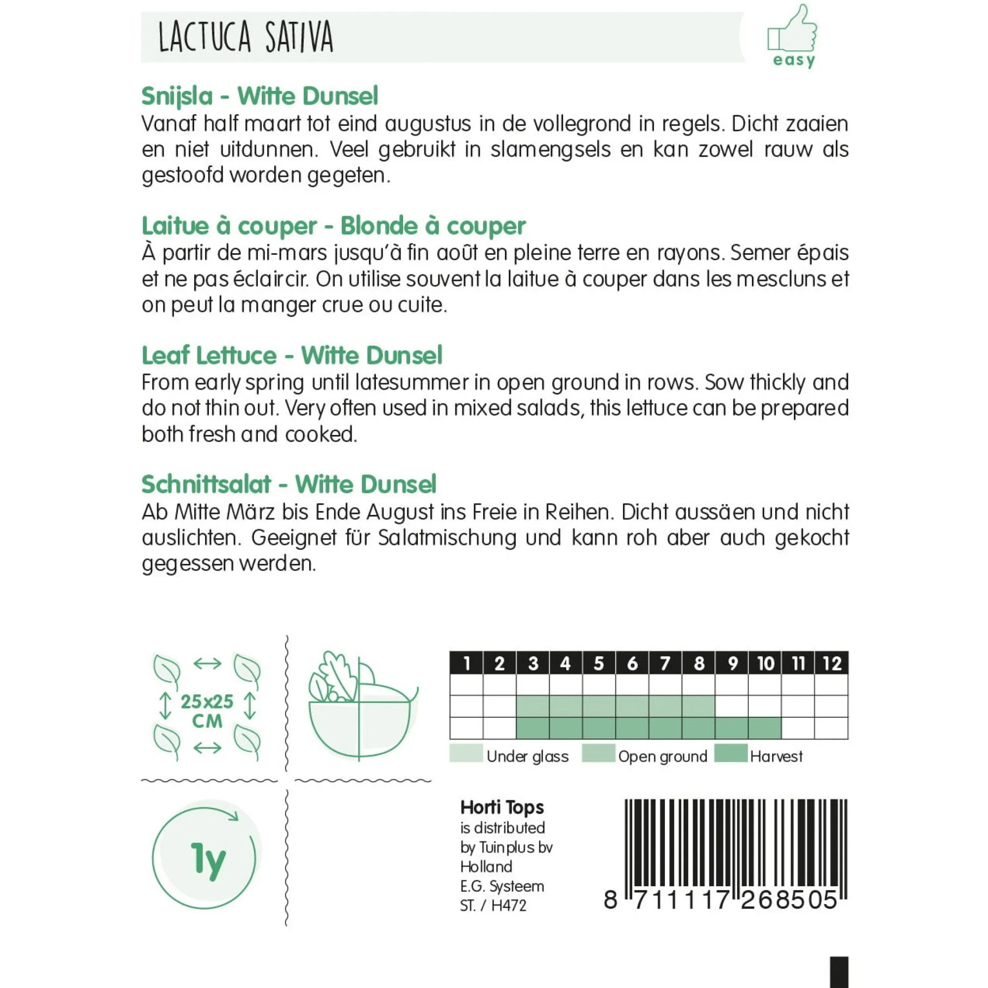 Horti Tops Moestuin>Snijsla Witte Dunsel