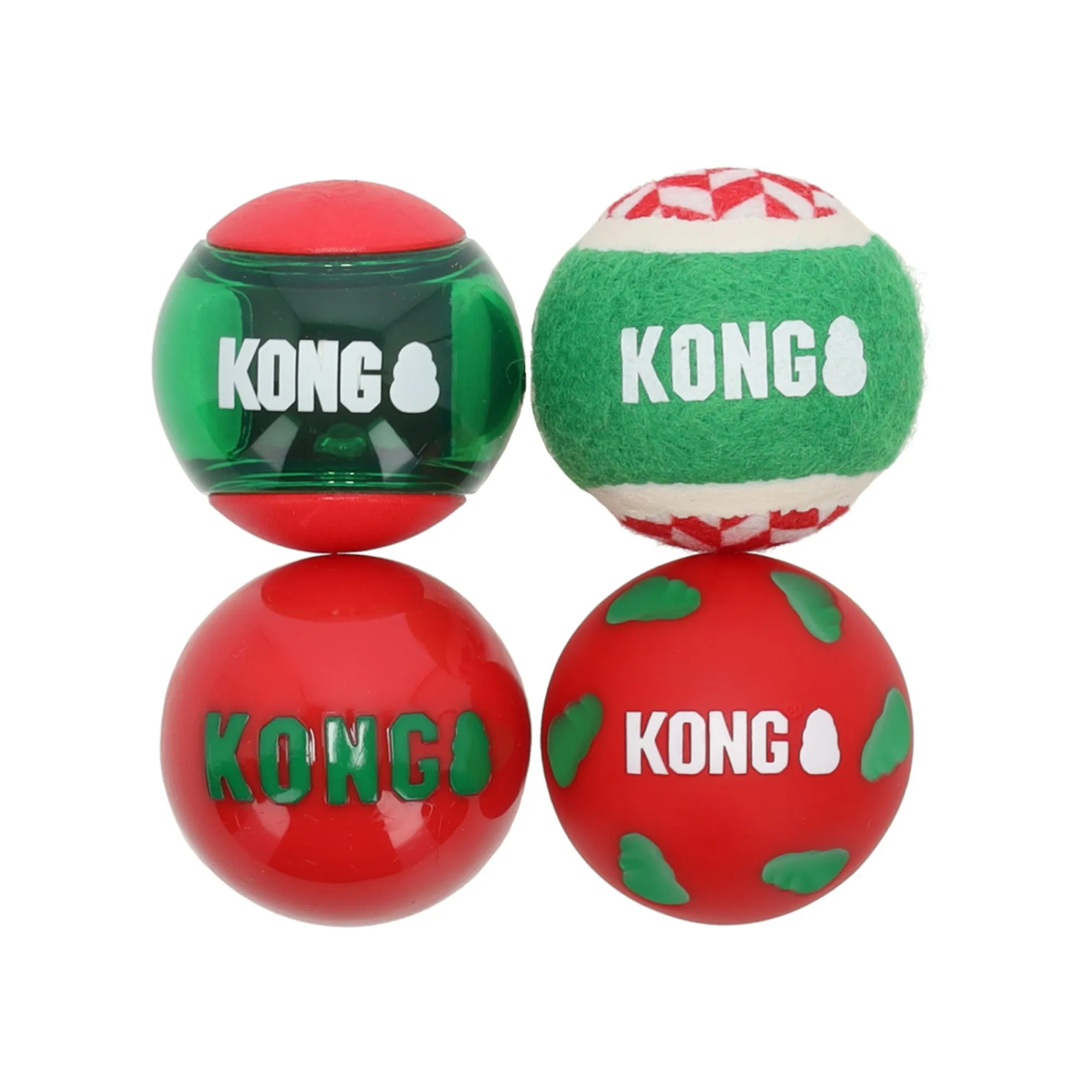 Kong Hondenspeelgoed>Speelgoed hond kerst bal 4 pak M