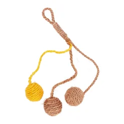 Friendly Pet Kattenspeeltjes>Speelgoed kat ballen met touw 25 cm bruin/geel