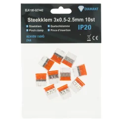 Diamant Installatiemateriaal>Steekklem 3x0.5-2.5mm 10st