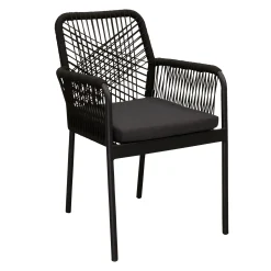 Bois le Duc Tuinstoelen>Stoel stapel Marone zwart met kussen