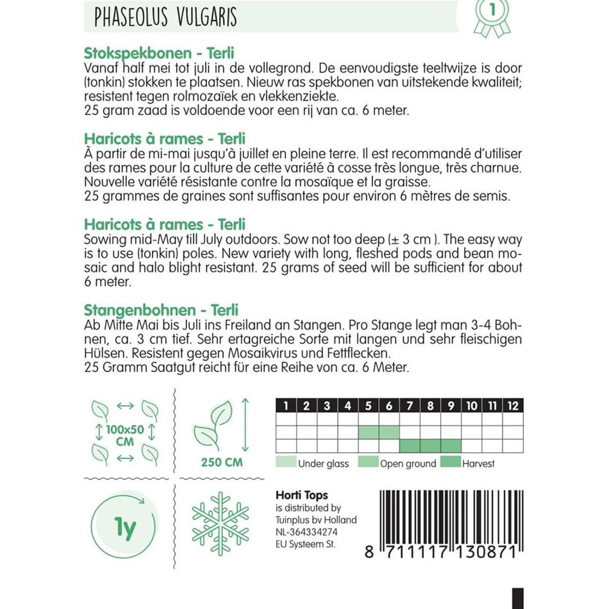 Horti Tops Moestuin>Stokspekbonen Terli zaad