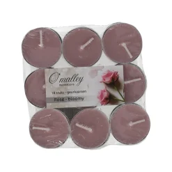 O'malley Kaarsen>Theelicht geur roos bloemig 18 stuks