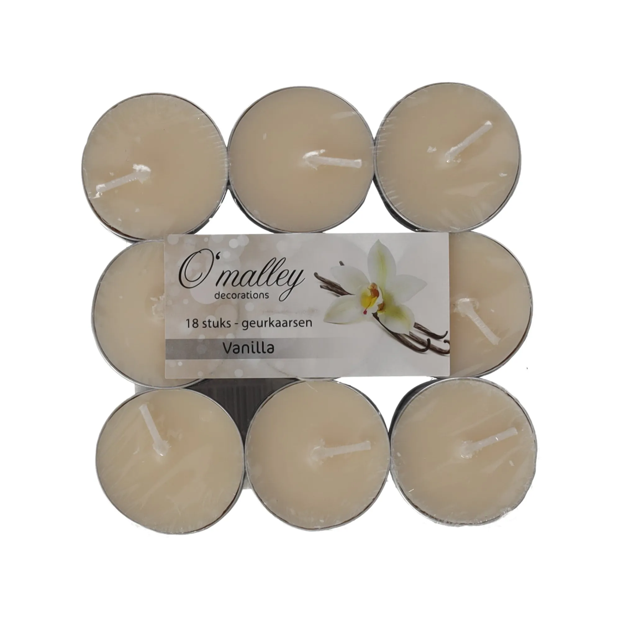 O'malley Kaarsen>Theelicht geur vanille 18 stuks