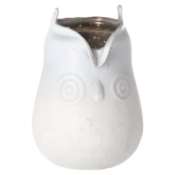 Kaarsen>Theelichth glas uil 13 cm wit