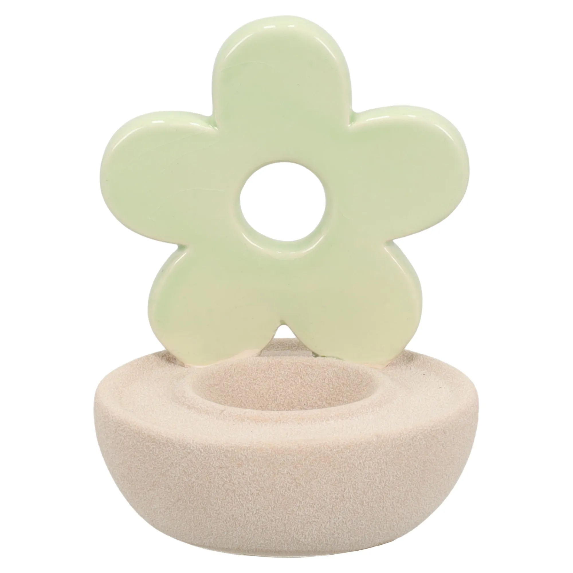 Van Cranenbroek Pasen|Kaarsen>Theelichthouder bloem groen 12cm