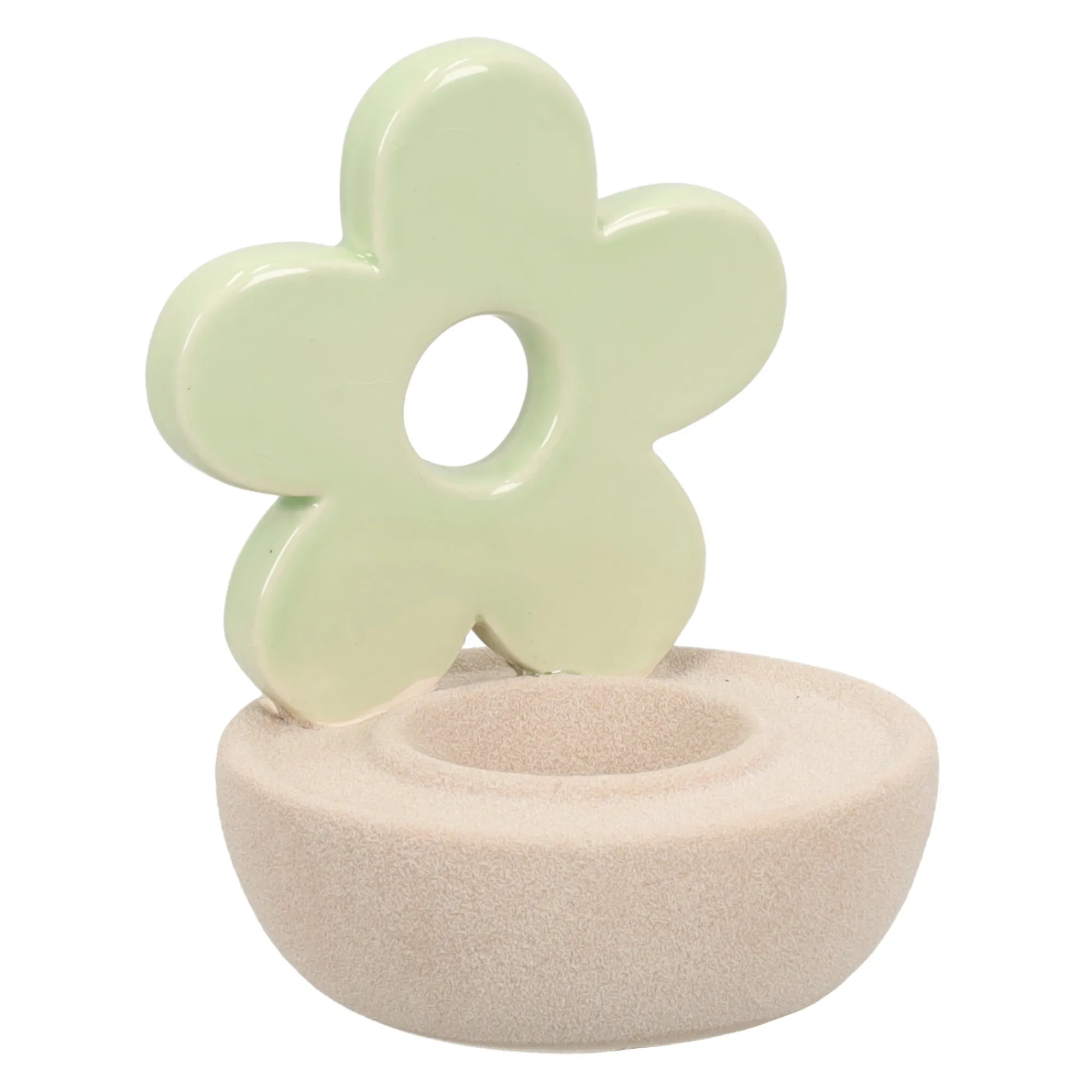 Van Cranenbroek Pasen|Kaarsen>Theelichthouder bloem groen 12cm