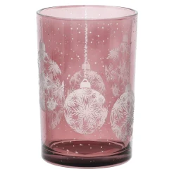 Kerstdecoratie>Theelichthouder glas kerstbal 12 x 18 cm