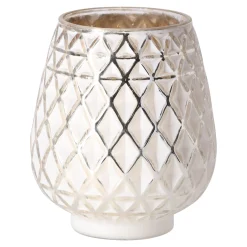 Kaarsen>Theelichthouder glas wit 13 x 15 cm