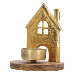 O'malley Kaarsen>Theelichthouder huis mango 13 x 10 cm