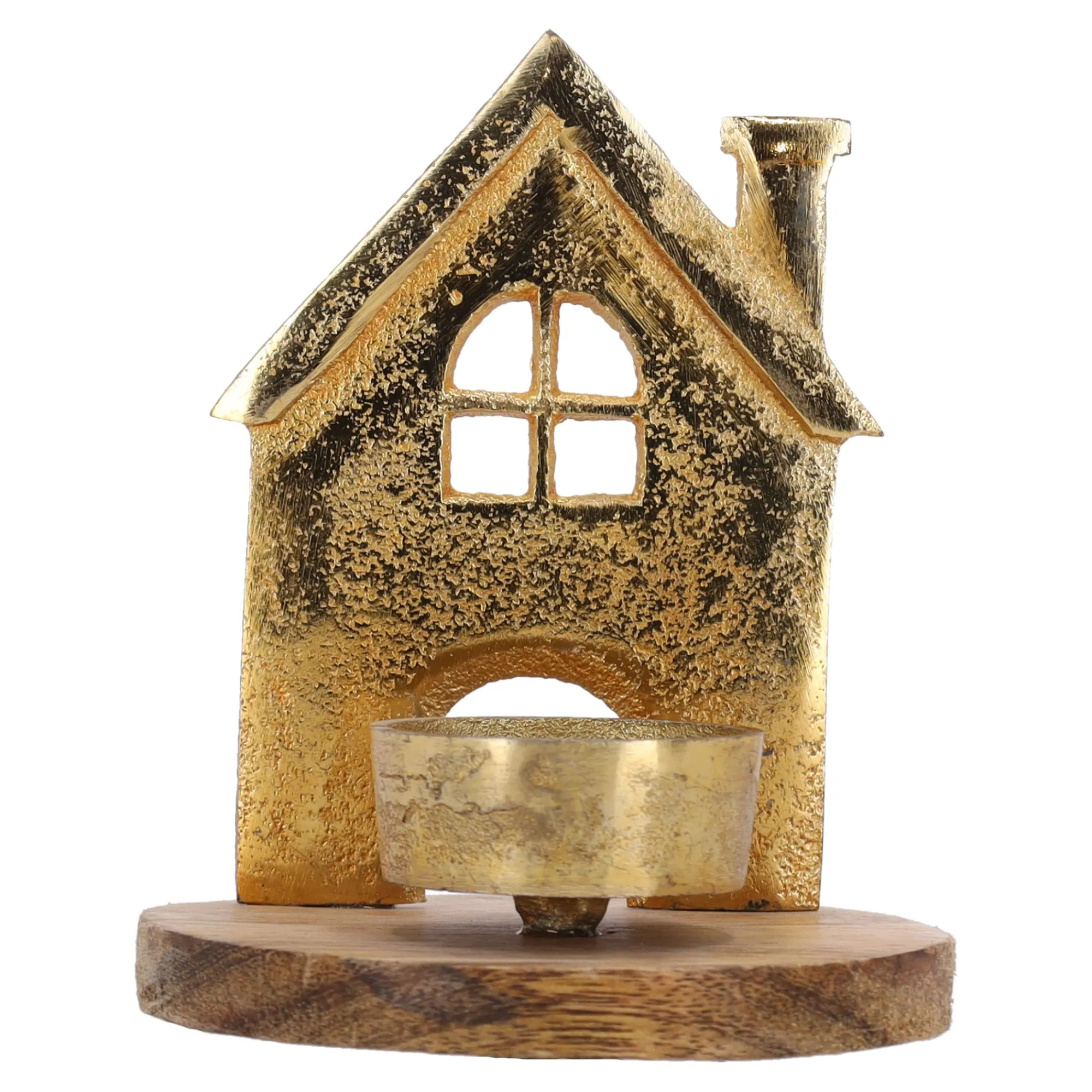 O'malley Kaarsen>Theelichthouder huis mango 13 x 10 cm