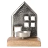 O'malley Kaarsen>Theelichthouder huis metaal 12 x 10 cm