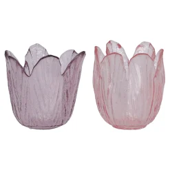 Natural Collections Kaarsen>Theelichthouder van glas met bloemmotief, 7 cm diver...