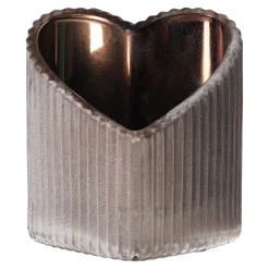 Kaarsen>Theelichthouder van glas, hart rustiek 8 cm 4 assorti