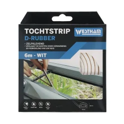 Westham Woondecoratie>Tochtstrip D rubber 6 m wit