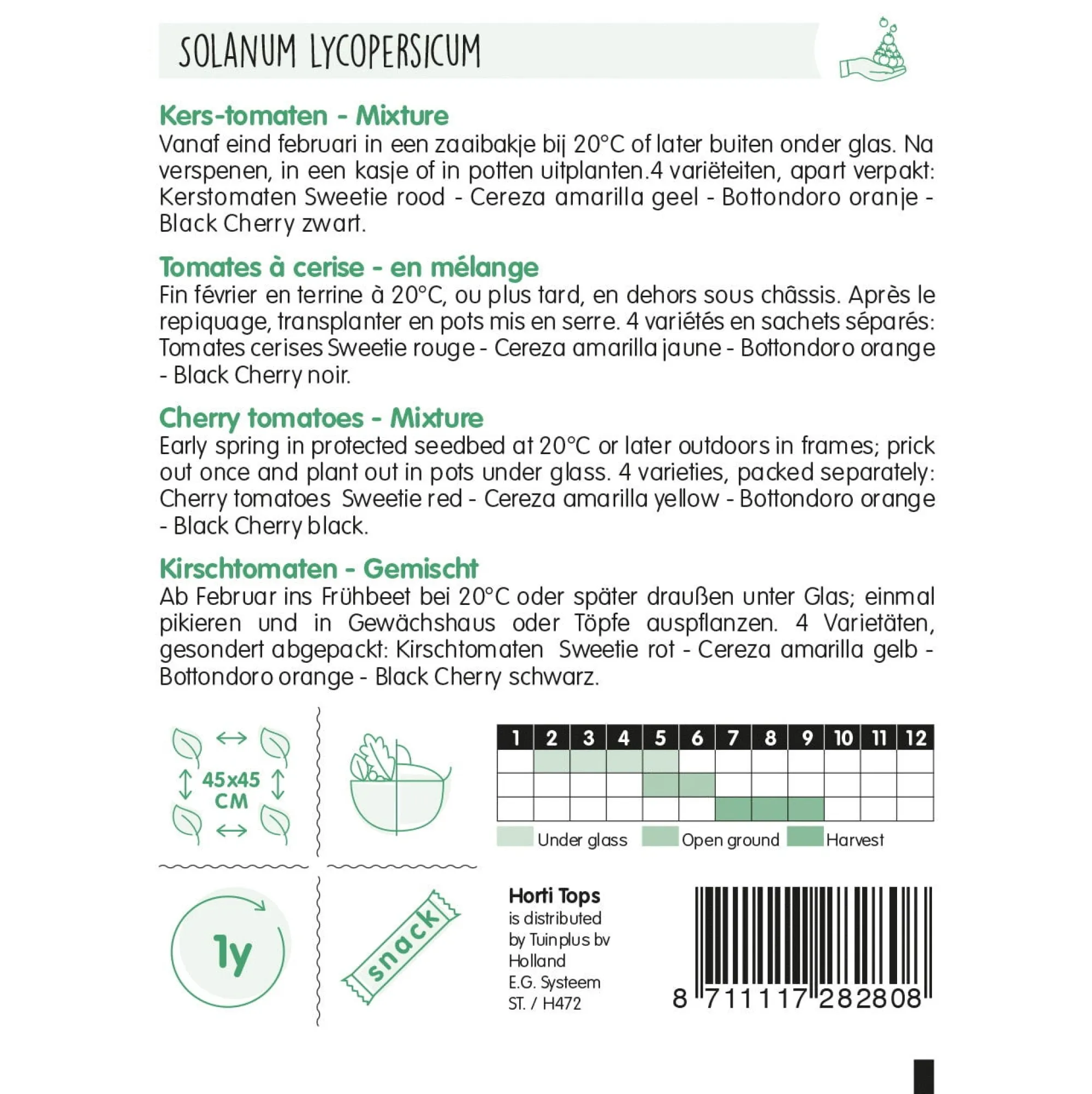 Horti Tops Moestuin>Tomaten Cherry 4 kleurenmix
