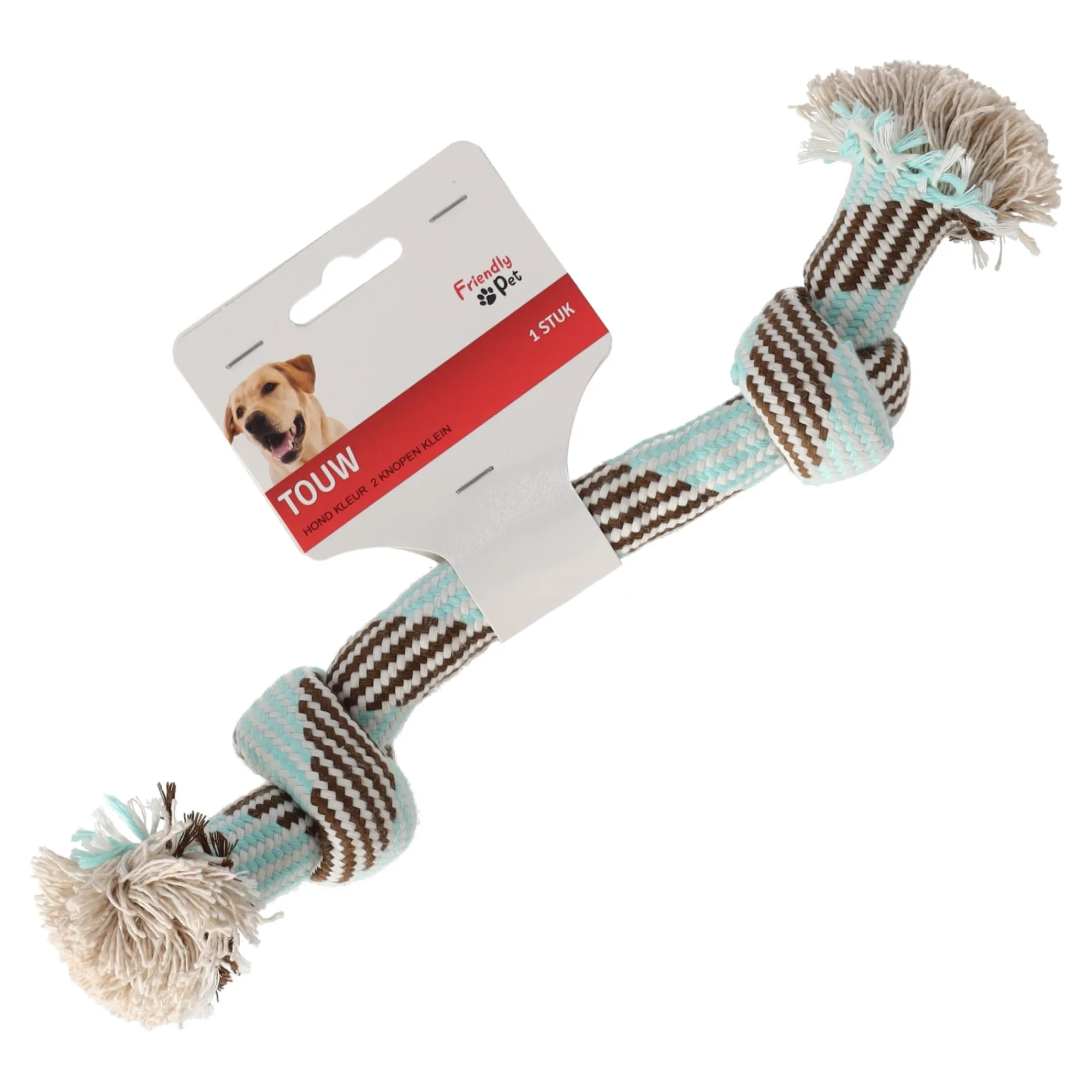 Friendly Pet Hondenspeelgoed>Touw hond kleur 2 knopen klein