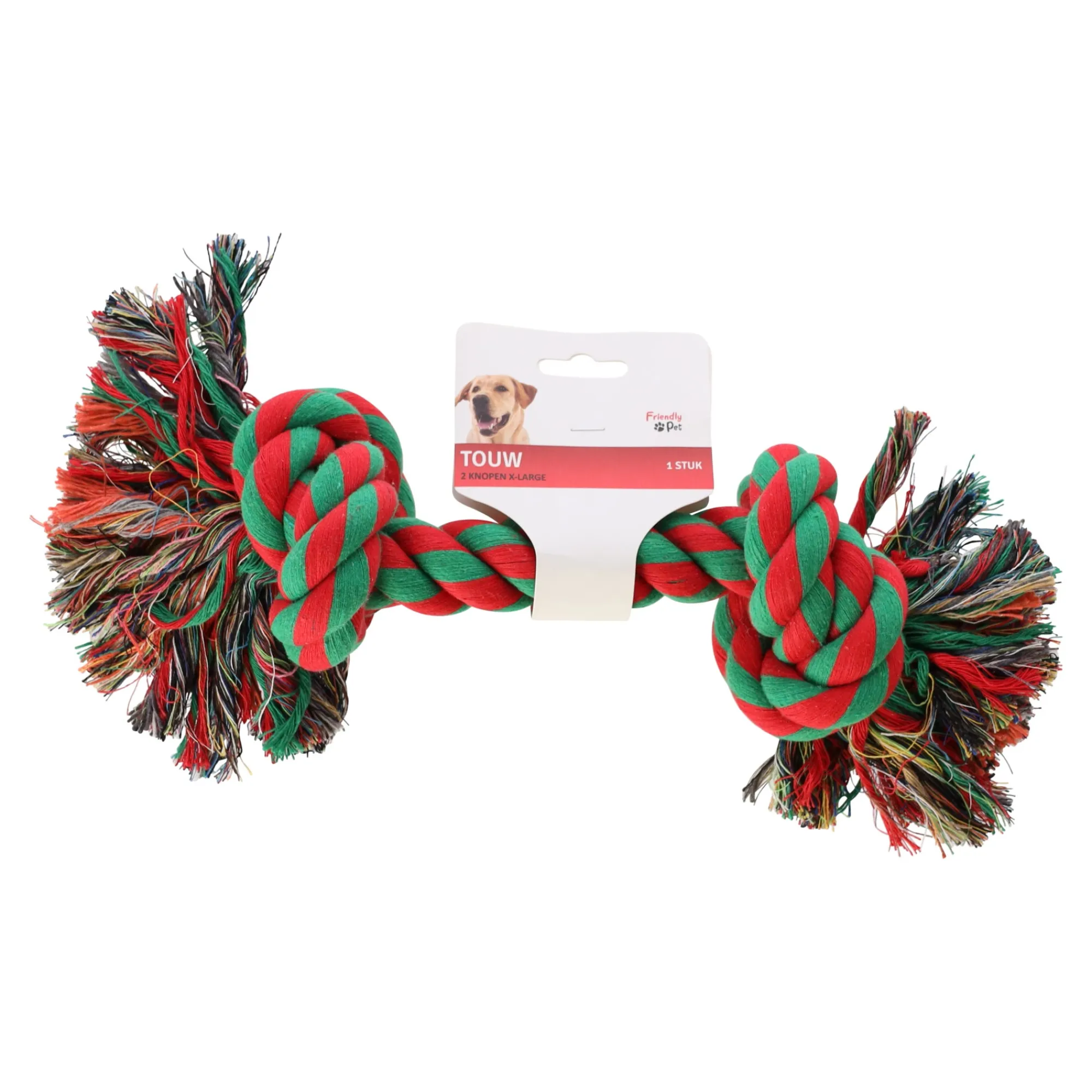 Friendly Pet Hondenspeelgoed>Touw hond kleur 2 knopen x-large