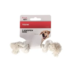 Friendly Pet Hondenspeelgoed>Touw hond wit 2 knopen mini