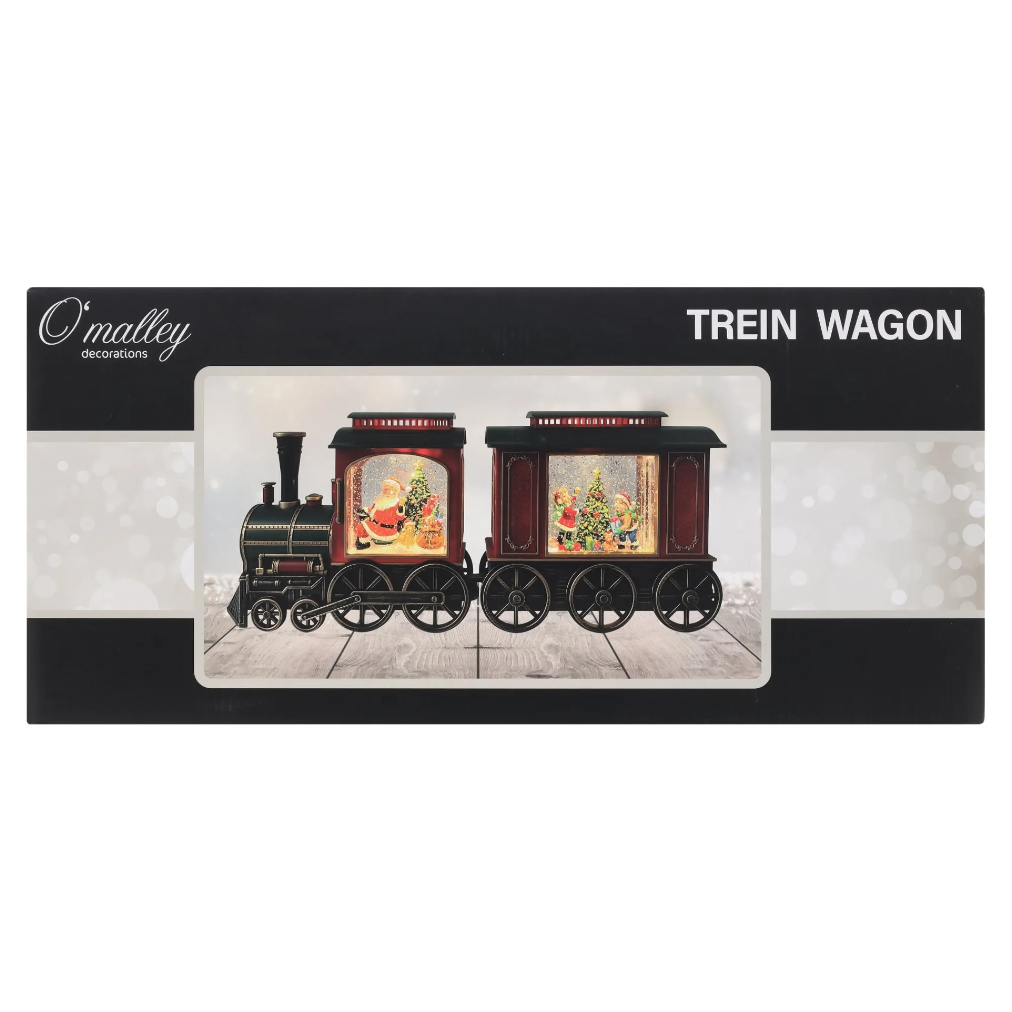 O'malley Kerstdecoratie>Trein met wagon glitter 48 cm