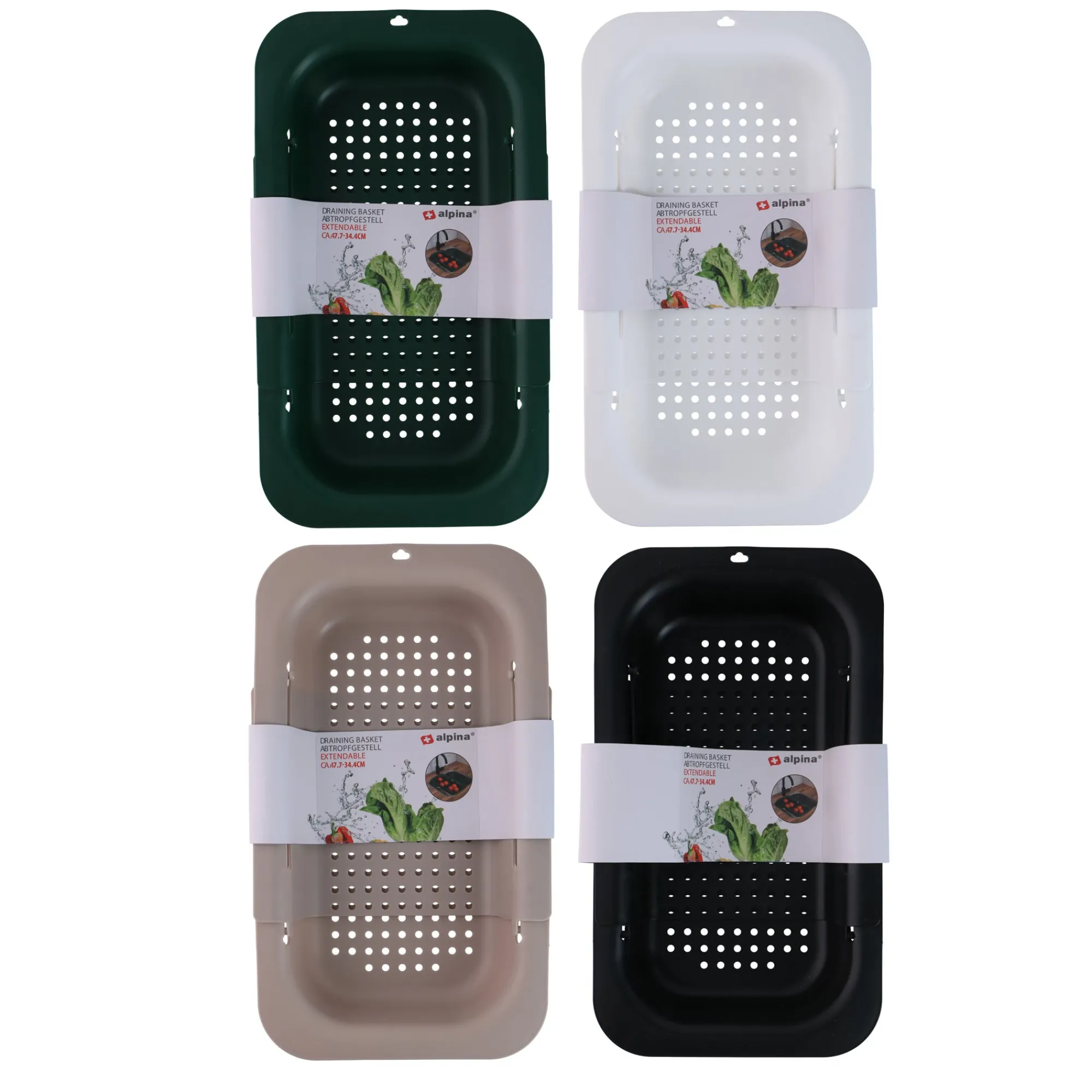 Alpina Opbergen>Uitlekmand uitschuifb assorti