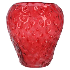 Decoris Vazen En Potten>Vaas glas aardbei 20 cm