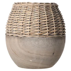 Natural Collections Vazen En Potten>Vaas riet met paulownia grijs 29 x 28 cm