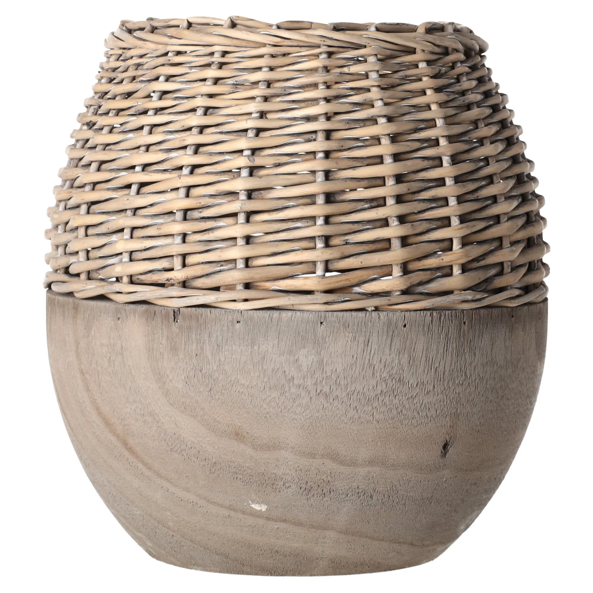 Natural Collections Vazen En Potten>Vaas riet met paulownia grijs 29 x 28 cm